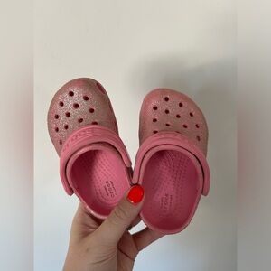 Pink Glitter Croc Clogs